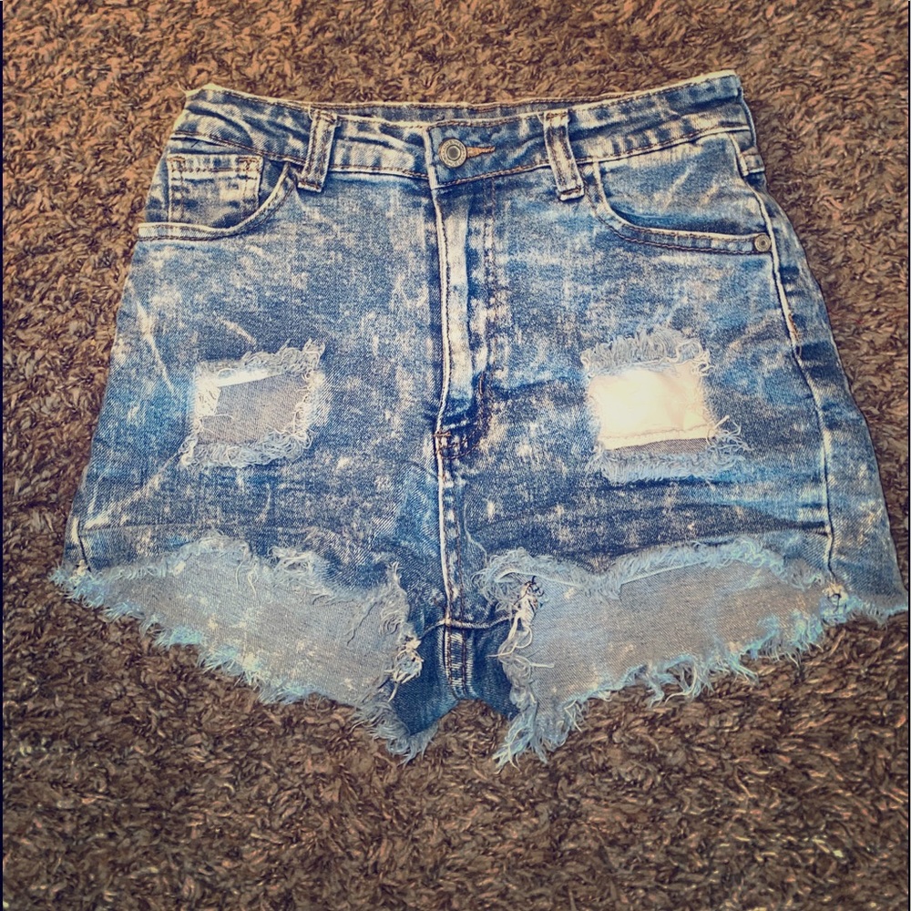 High waisted jean shorts